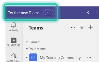 New Teams toggle