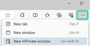 select the three dots then new inprivate window