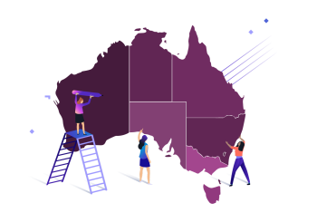 Map of Australia with the states outlined 